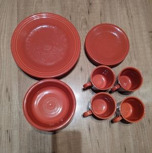 4 Sets of Fiesta Ware Plates Bowls Cups Paprika